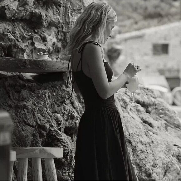 Free People Dresses & Skirts - New Free People Beach Liza Drop Waist Midi Black Sleeveless Dress S